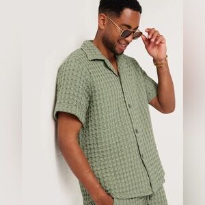 Men's OAS Cuba Waffle Shirt in Dusty Green- Size XL